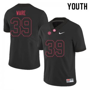 NCAA Youth Alabama Crimson Tide #39 Carson Ware Stitched College 2020 Nike Authentic Black Football Jersey MK17B35JH